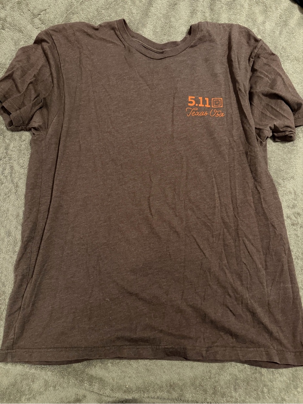 5.11 Tactical Brown Short Sleeve Tee with Orange Texas USA Logo